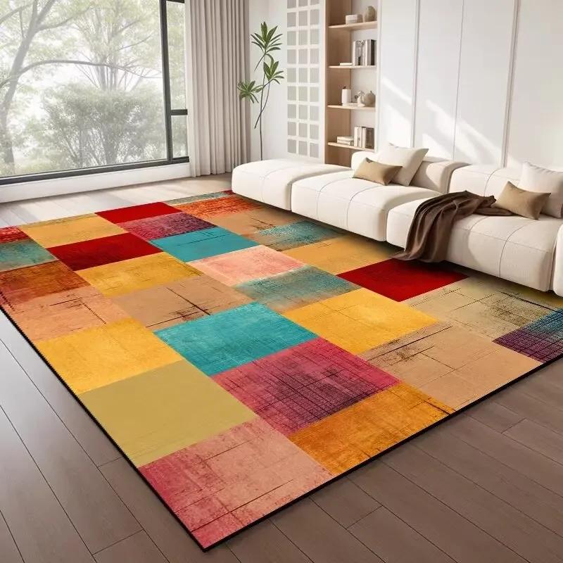 Nordic Style Geometric Large Rugs for Living Room Modern Decoration Home Carpet Light Luxury Bedroom Rug Washable Mat