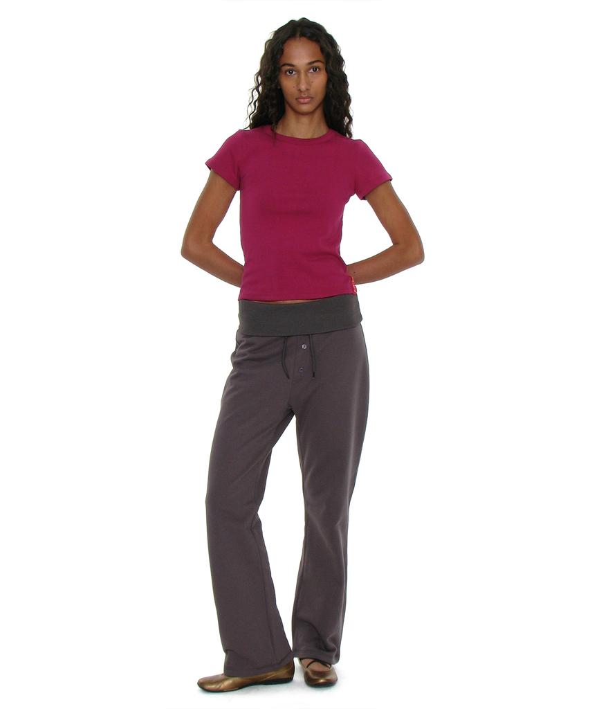 PARTIMENTO WOMEN Pwc Cotton Turnover Waist Sweatpants_Charcoal