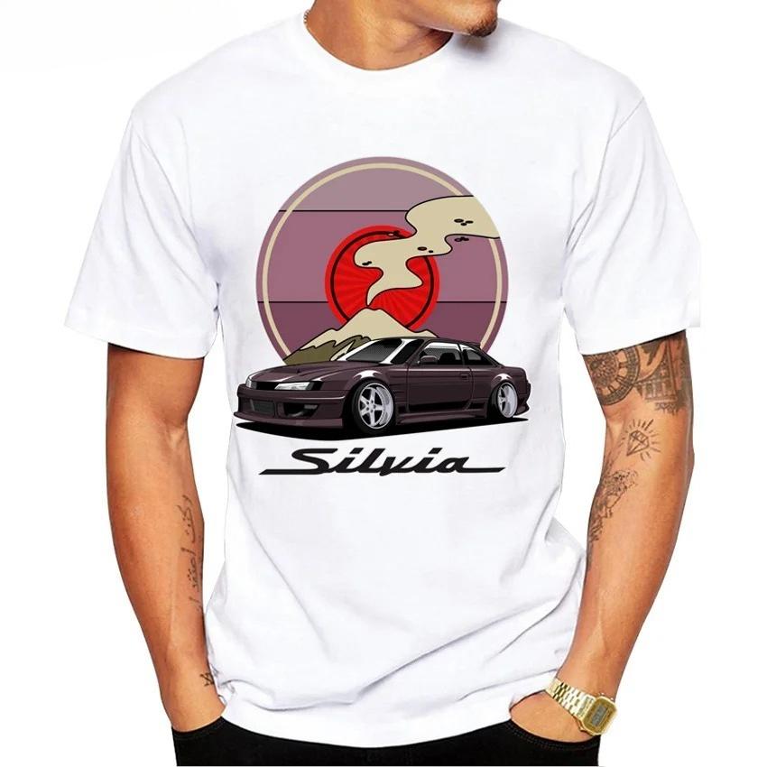 SChassis 13 SR20 Zasilane Klasyczne Koszulki Silvia S13 Kryminalna na Touge Styl Króla Driftu Japoński Samochód Wyścigowy T-shirt Męski JDM