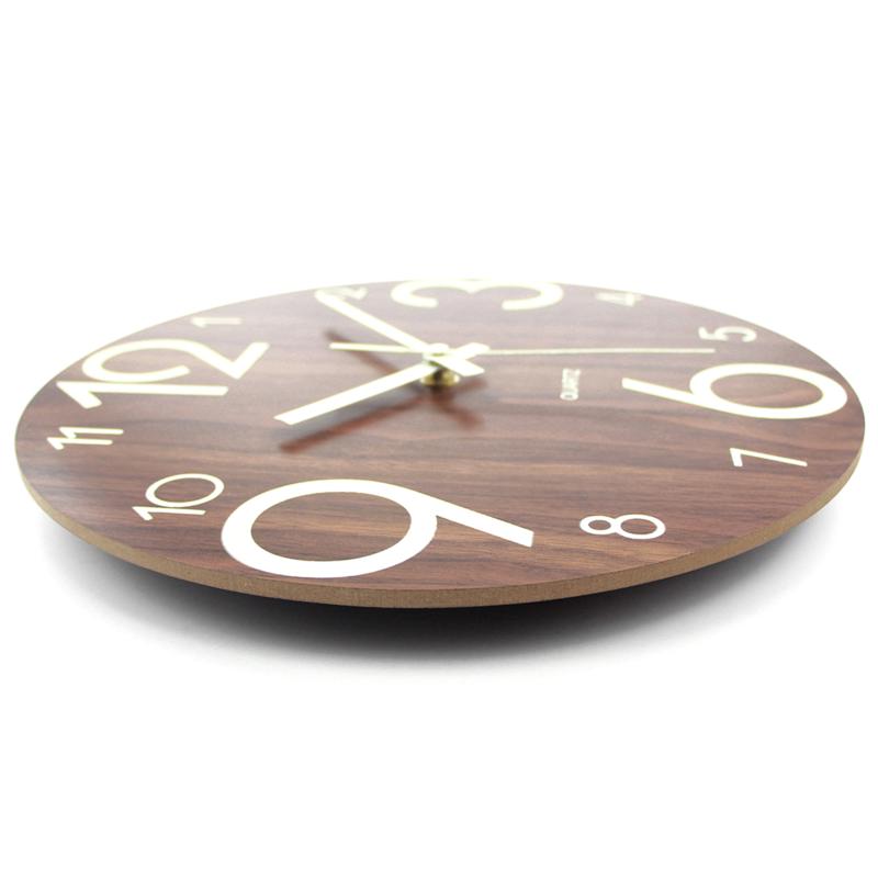 Round Luminous Wall Clock Glow In Dark Wooden Silent NonTicking Modern Style for Bedroom Decor