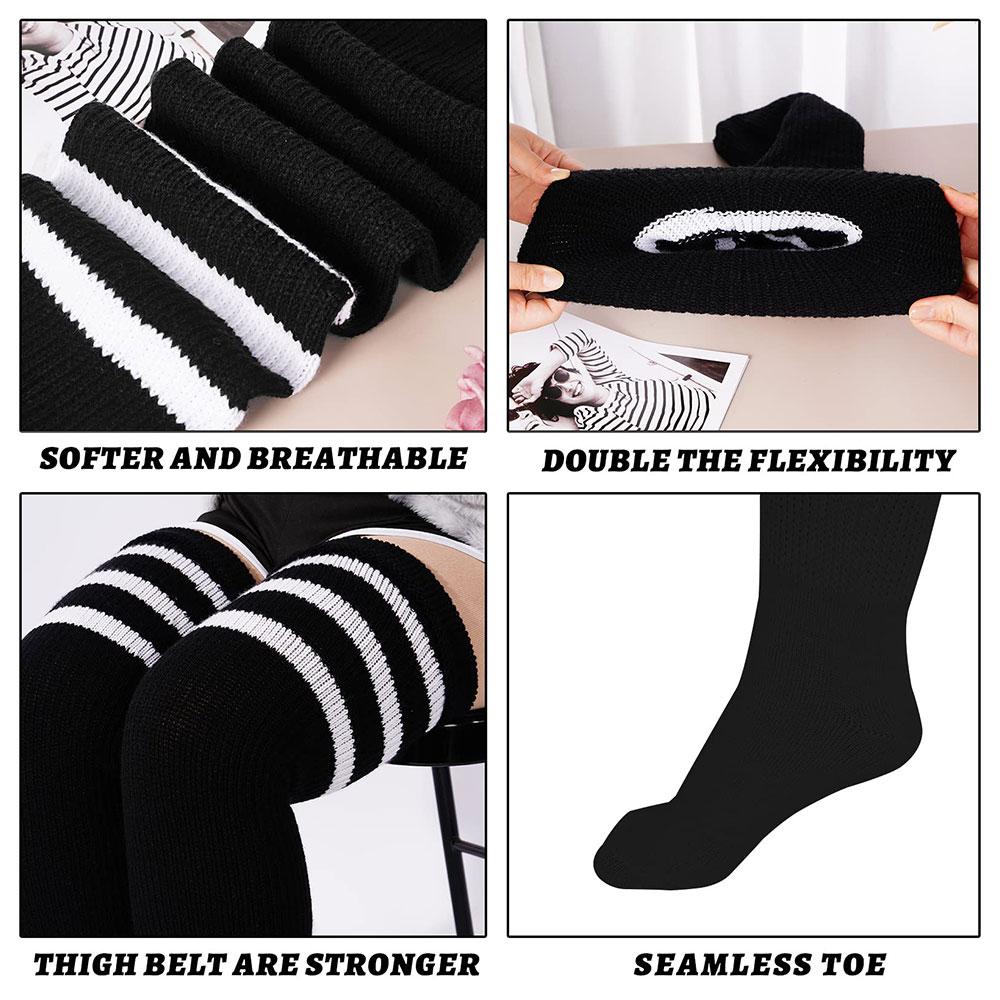 Dámské nadkolenky plus size (Vhodné pro silná stehna), Prodloužené Hrubé Pruhované Nadkolenky, Návleky na Nohy, Podkolenky do Kozaček