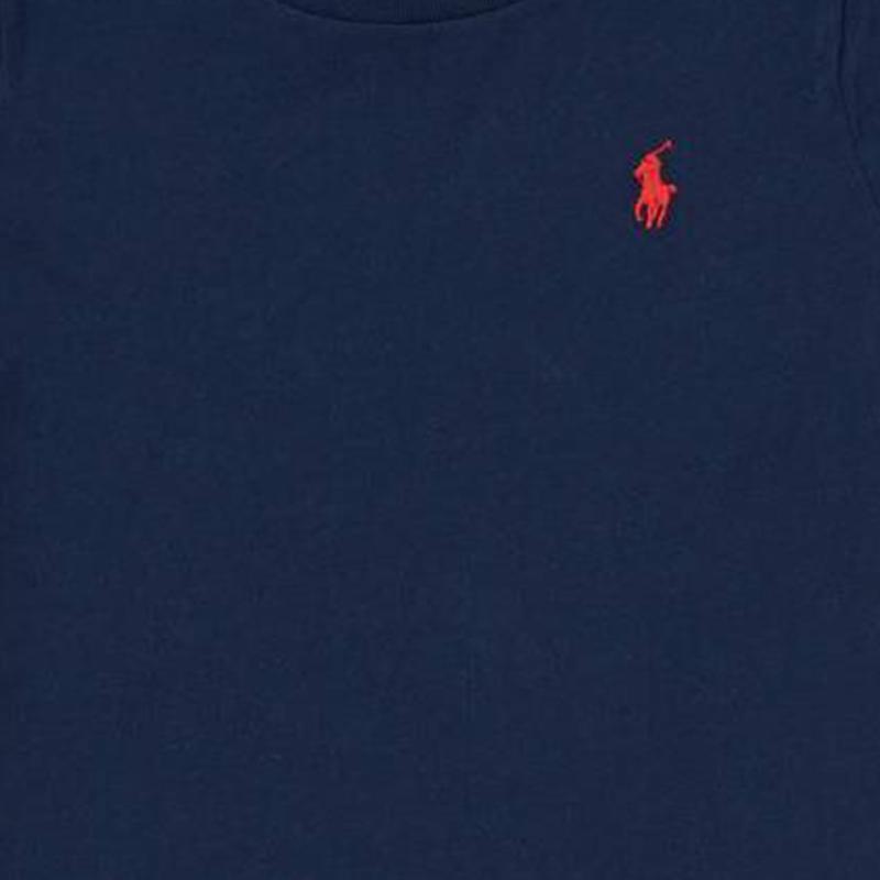 Polo Ralph Lauren Solid Color Round Neck Logo Embroidered Short Sleeve T-Shirt Kids Tops Deep-Blue 313833549-010
