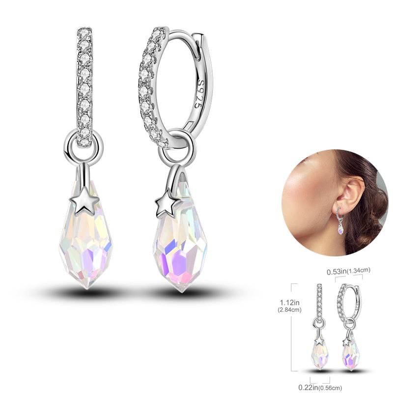 925 Silver Unicorn Rainbow Horse Sparkling Color Gemstone Women's Sweet Earrings Fit for Anniversary Engagement Delicate Jewelry