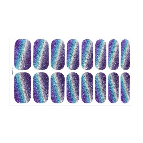 Glitter Nail Polish Strips with File Easy Apply Remove Self Adhesive Women Full Nail Sticker Home Manicure DIY Nail Art Decoration Wrap