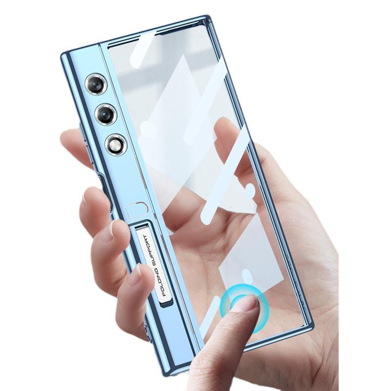 Honor V Purse Foldable Phone Case: Transparent TPU Silicone, Stand Feature, Anti-fall Protection.