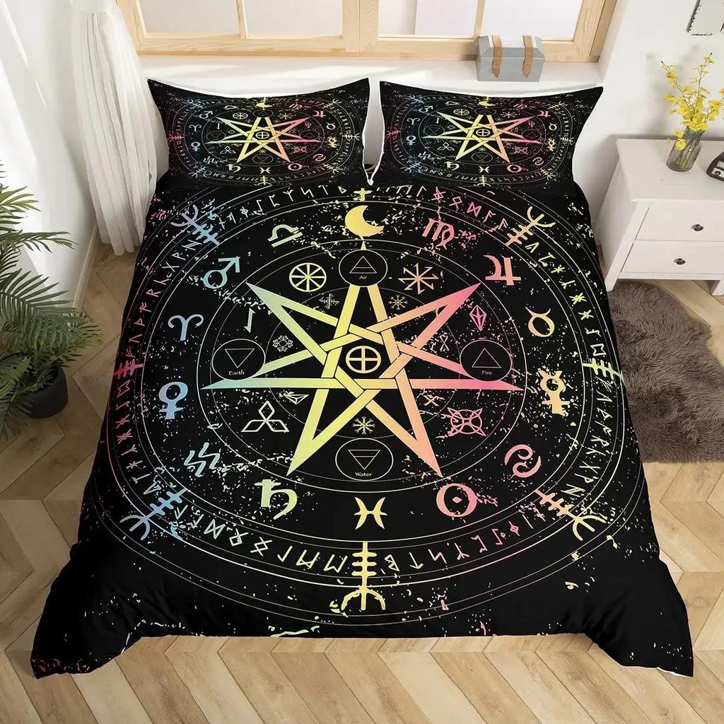 Sun and Moon Bedding Set Twelve Constellations Zodiac Duvet Cover Set for Boys Girls Astrology Comforter Cover Queen Size