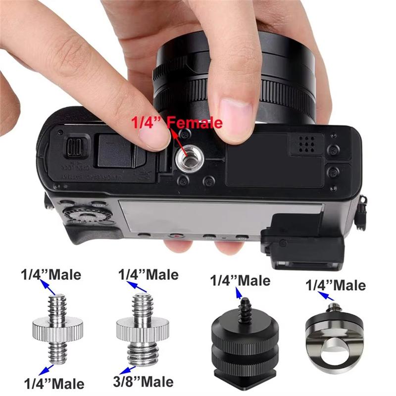 A96I-26Pcs Camera Screw Mount Set 1/4 Inch And 3/8 Inch Converter Threaded Screws Adapter Flash Shoe Mount серебряный