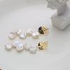 Keshi petals natural freshwater irregular shaped baroque broken silver pearl earrings French stud earrings