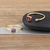 Nidin Classic 7 Colors Gold Plated Adjustable Opening Rings Women Trendy Colorful Zircon Finger Jewelry Wedding Engagement Gift