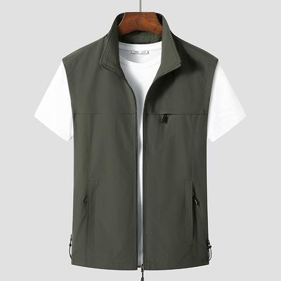Neue minimalistische trendige Herren Sommer einfarbig Revers Schulter Outdoor Freizeit locker Tasche Arbeitsweste ärmellose Jacke