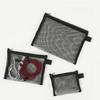 1pcs Unisex Mesh Clear Cosmetic Bags Small Large Black Makeup Bag Portable Travel Toiletry Organizer Case Lipstick Storage Pouch
