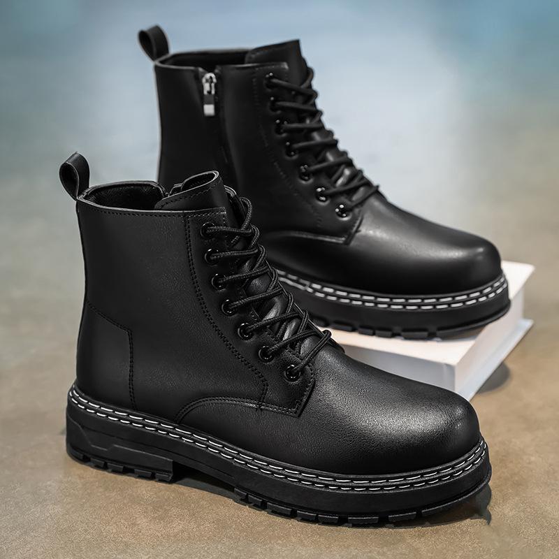 Martin boots men s spring new fashion British boots high-top platform casual versatile leather shoes 39