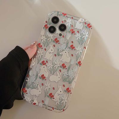 Ins Flower Shell Shockproof Soft Silicone Protector Back Cover For Iphone 13 11 Promax 12 14 Plus Pro Max Cute Rabbit Phone Case