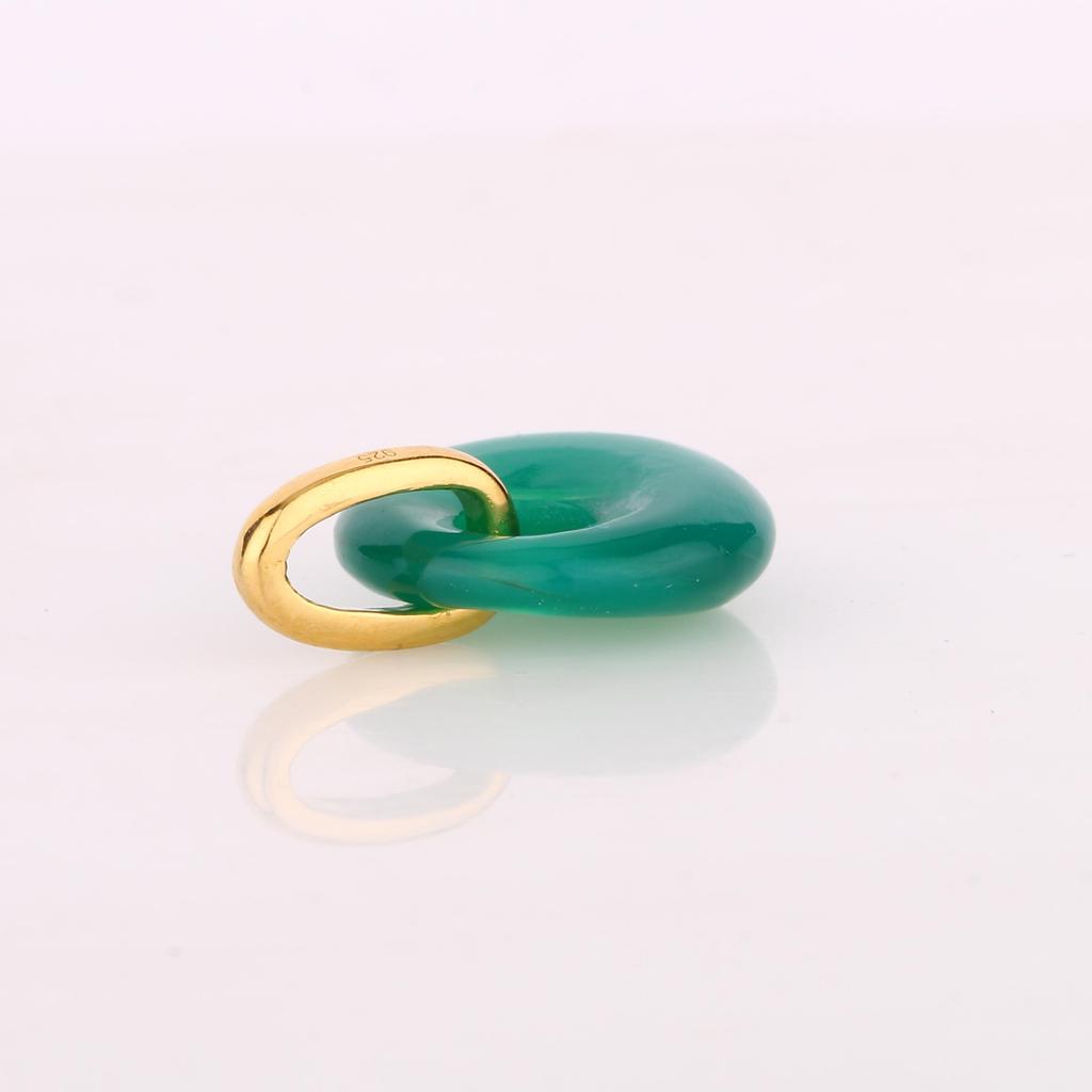Natural Green Onyx Donut Pendant 925 Sterling Silver Gold Plated Minimal Fine Jewelry Gift for Her