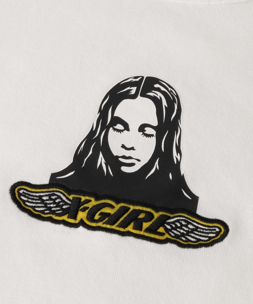 Casual Angel Face Patch Baby Tee White X-girl S/S