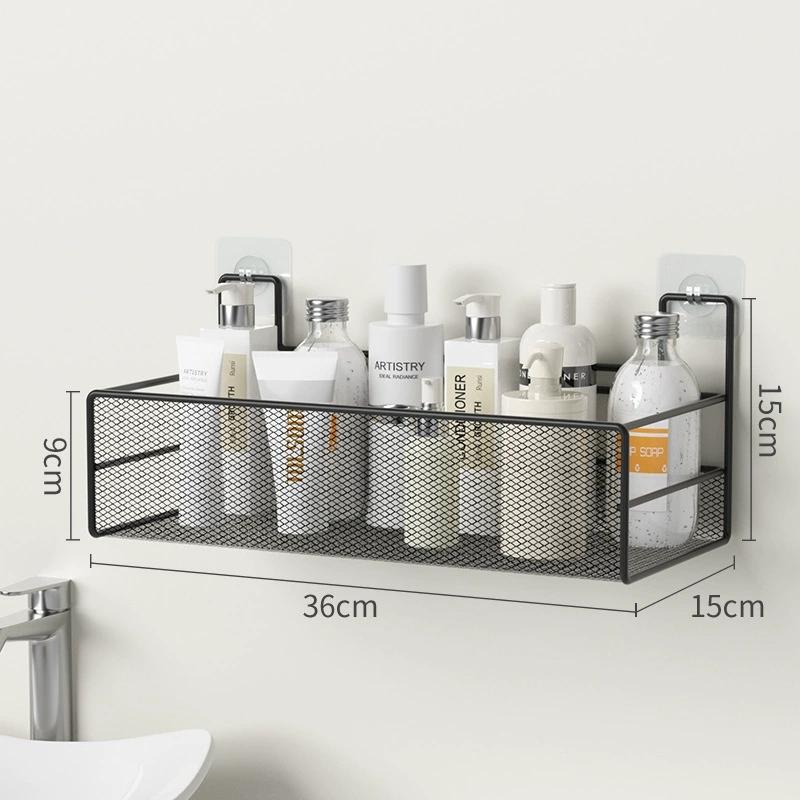 Wall-Mounted Bathroom Shelf Punch-Free Shower Shampoo Shelf Toilet Accessories Storage Shelf Kitchen Condiment Storage Basket