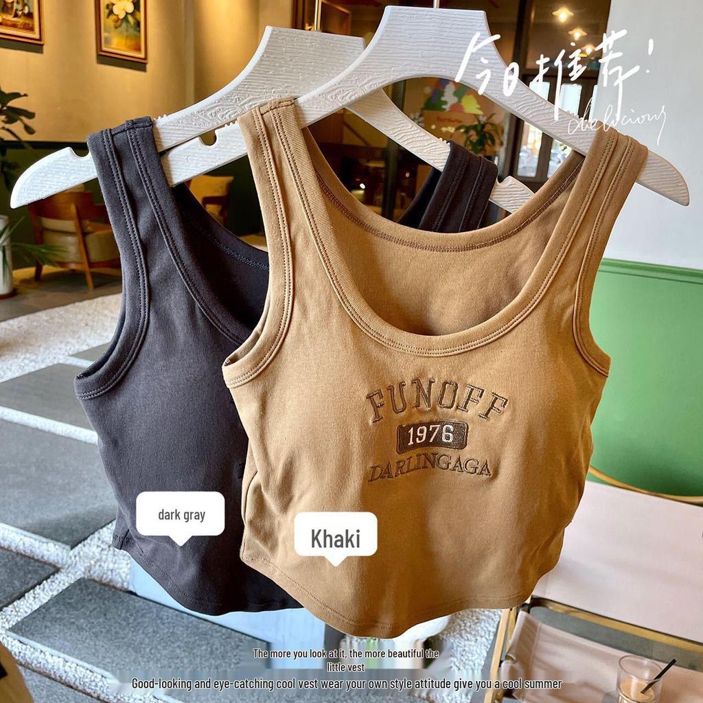 Baumwoll-Camisole-Weste im koreanischen Stil 1976 mit festem Brustpolster