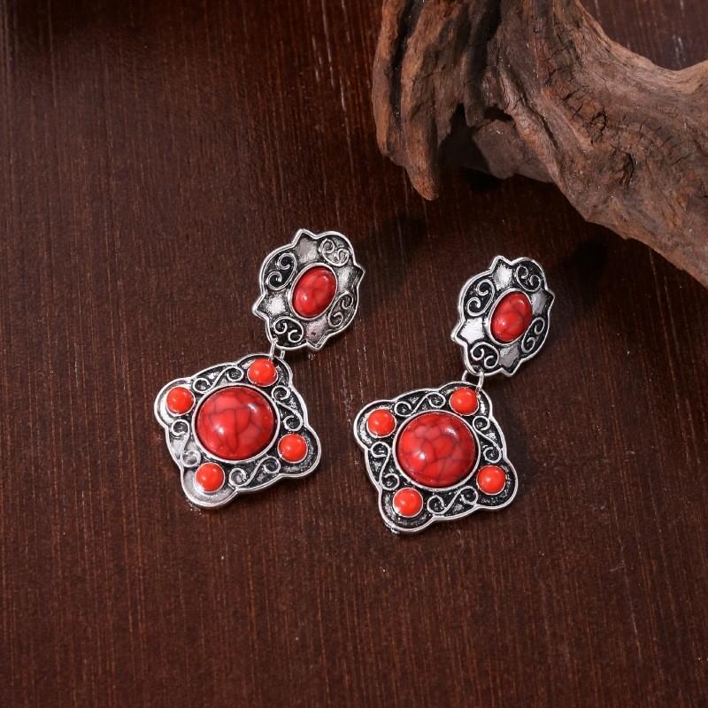 BLINGBAY Pendant Women's Bohemian Turquoise Earrings Retro Ethnic Earrings Geometric Gemstone Earrings Girls Party Birthday Jewelry Gift