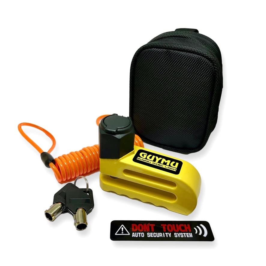

GUYMU Large Motorcycle Disc Lock Set with Reminder Storage and Security Sticker 4-Piece Wire, Pouch,