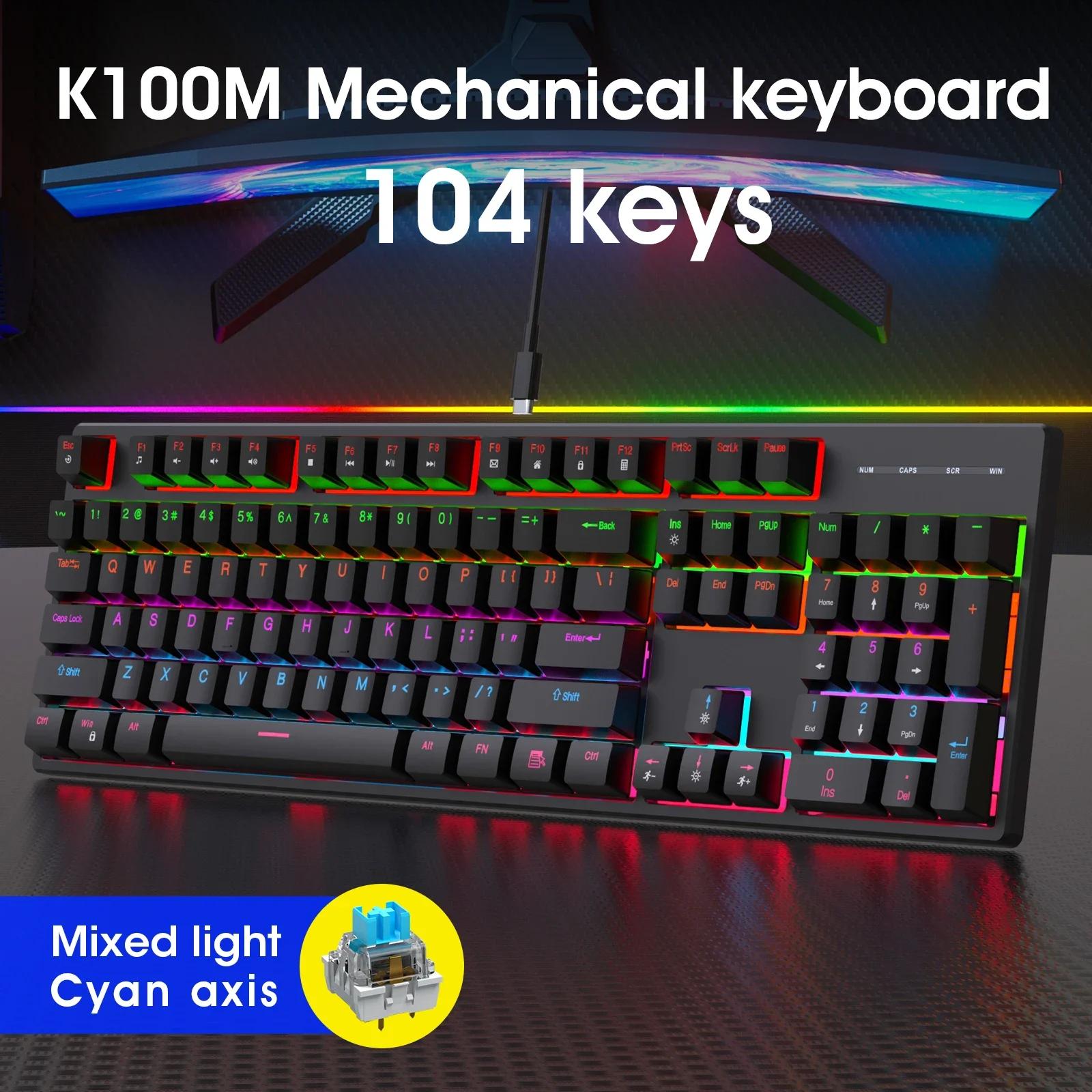 

Wired Gaming Keyboard Cool Light Backlit Waterproof Gaming Keyboard Full Size 104 Keys Mechanical Feel Keyboard for Pc Gamer CHINA