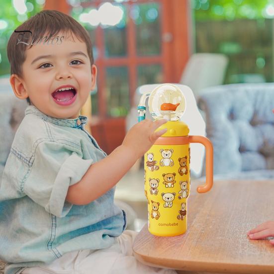 Leak-resistant Toddler Cup Whale Fountain Tumbler 710ml Stainless Steel Drinking with Fun Effect Leak-Proof Spill-Proof Straw for Kids Adults