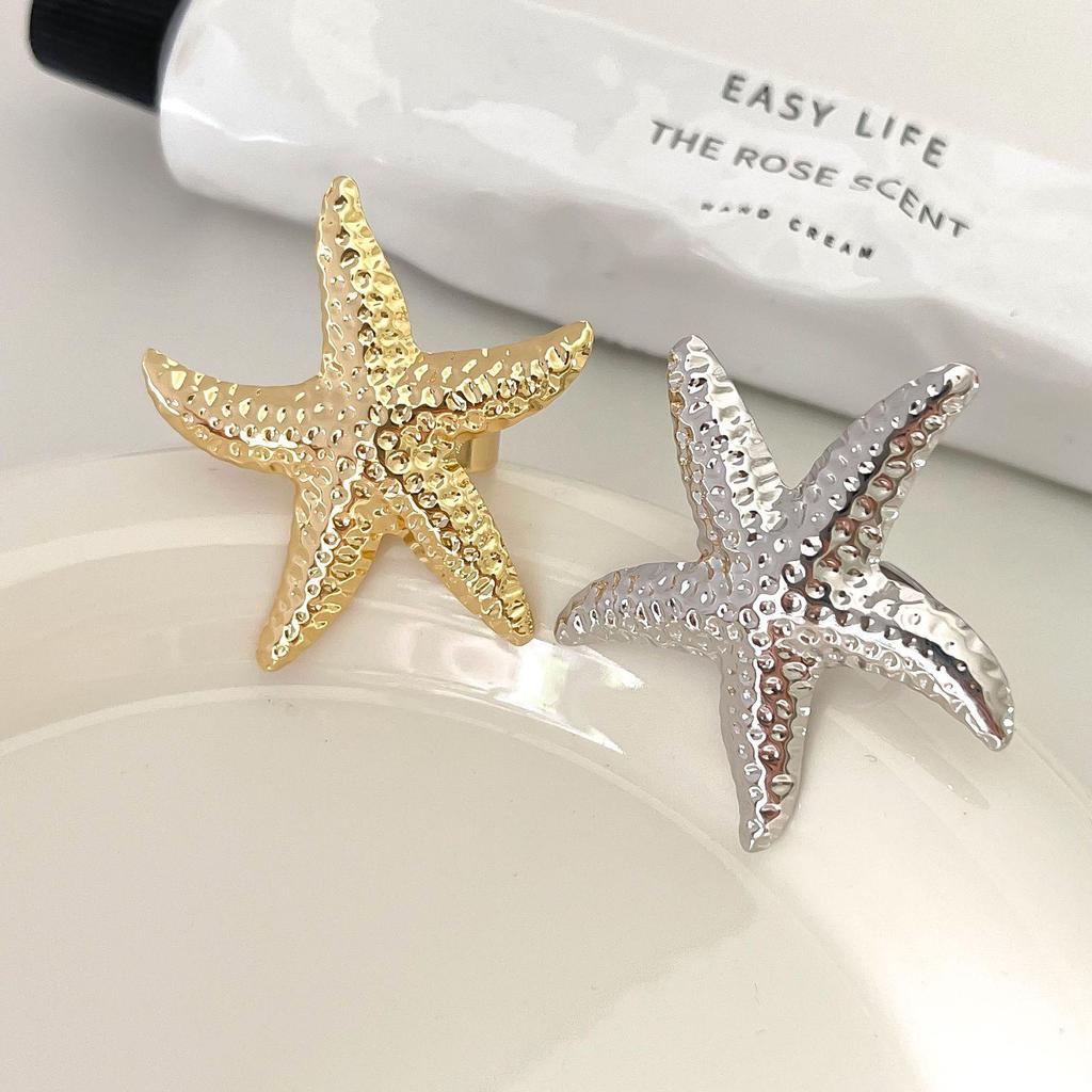 Exaggerated 2025 Starfish & Five-Pointed Star Metal Ring for Index Finger