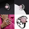 Elegant Moon and Star Crystal Ring Smooth Comfort Band Handmade Finger Jewelry Stylish Daily Wear Accessories