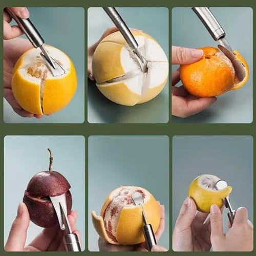 Stainless Steel Citrus Peeler, Grapefruit Peeler, Lemon Peeler, Orange Peeler, Quick Peeling, Easy and Safe, Hand Protection, Rust-proof, Lightweight,