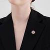 Women Brooch High-Gloss Rhinestone Inlay Sparkling Chrysanthemum Design Lapel Pin Non-Slip Buckle Scarf Badge Clothing Bags Accessories