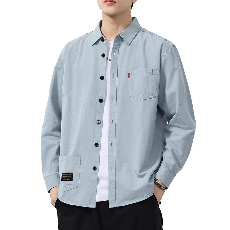 New Spring Solid Color Shirt Wears Men's Fashionable Casual Cotton Shirt