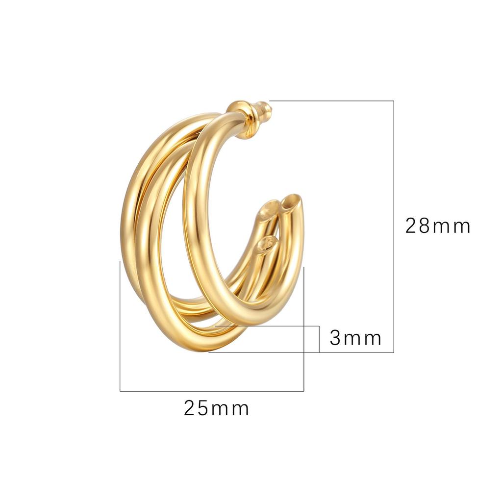 Minimalist Gold Titanium Steel Geometric Hoop Earrings