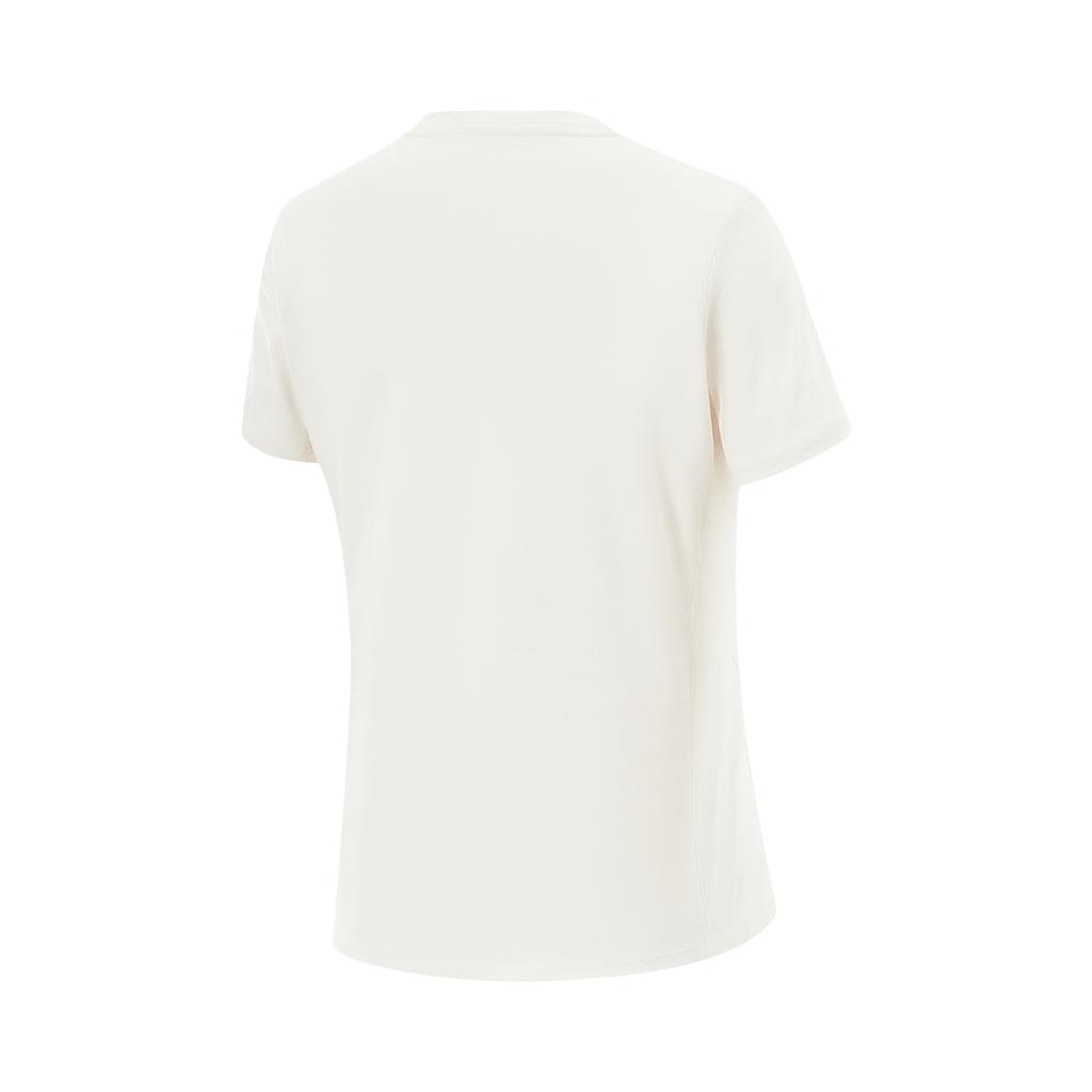 Li-Ning Comfortable Casual Simple Quick-Dry Letter Round Neck Pullover Short Sleeve T-Shirt Women T-Shirts Off-White ATSV140-1
