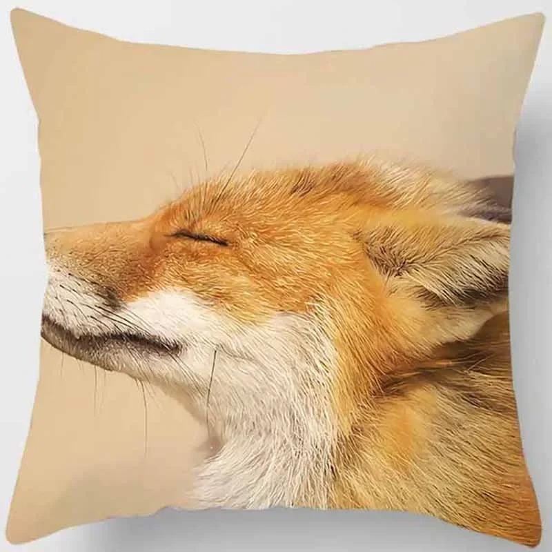 Fox Pattern Decorative Pillow Cover Car Sofa Square Cushion Pillow Cover