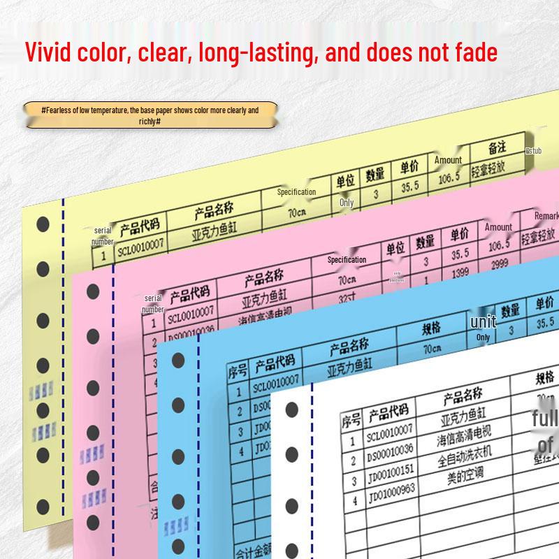 Triple-Part Pin Feed Dot Matrix Printer Paper, Two to Five Parts and Folds