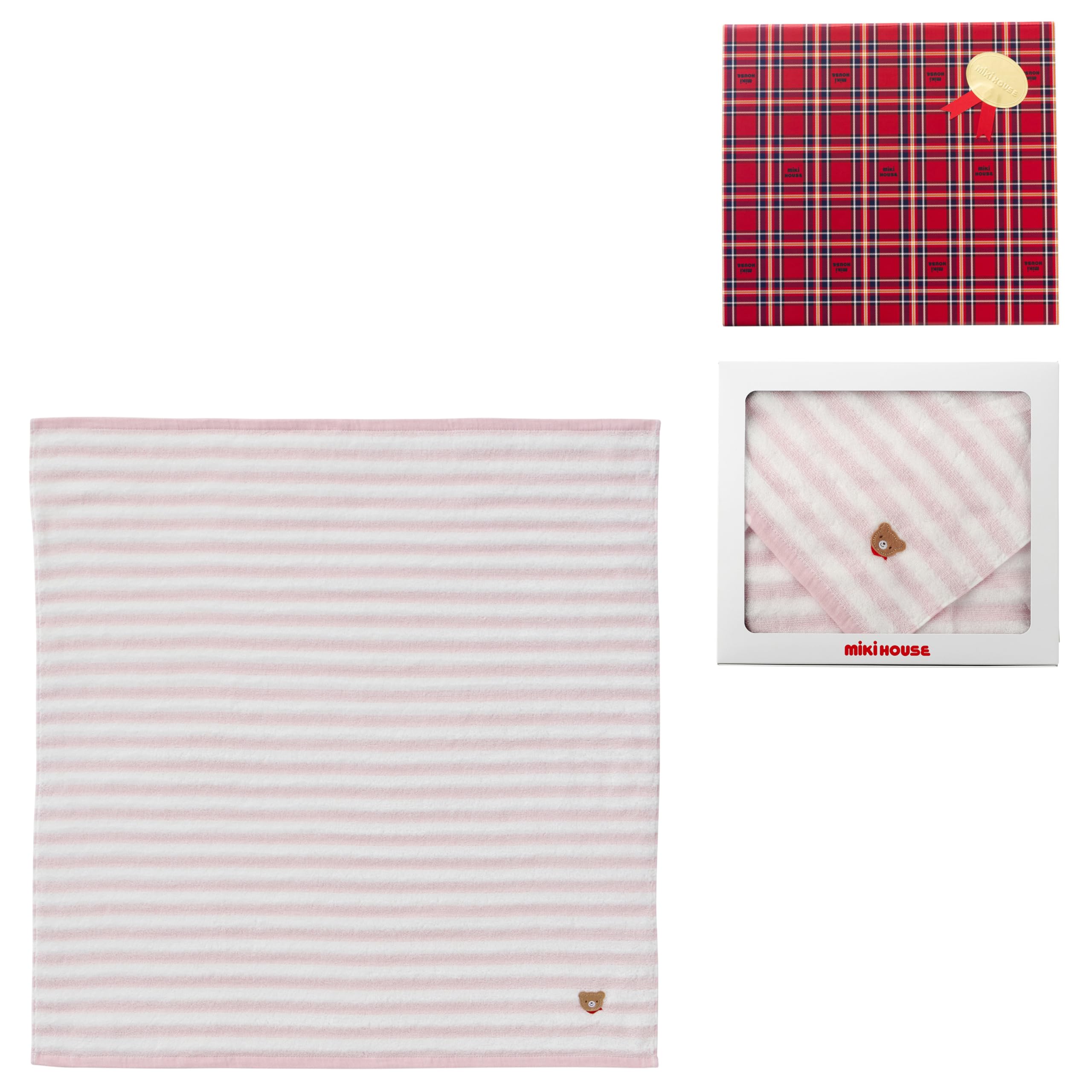 

MIKI HOUSE Bath Towel Set Perfect for Baby Made in Cotton Pile Perfect for Baby and Product (Gift Boxed) - Showers, Japan, 100% Towels, Bathtime, розовый