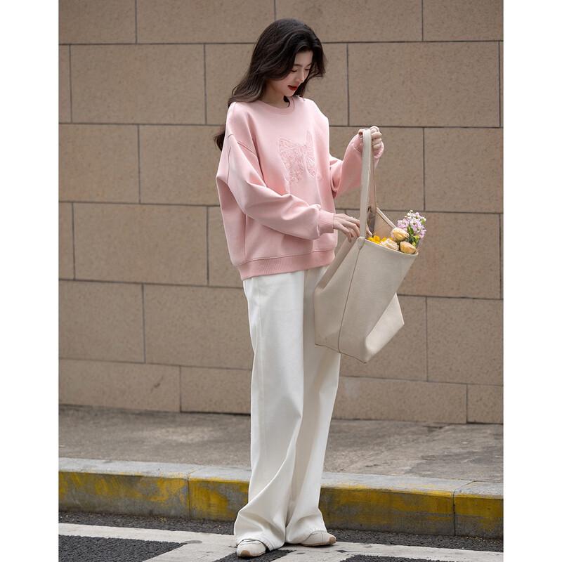 Demana Women's Air Layer Sweatshirt with Bow Applique Lace Embroidery