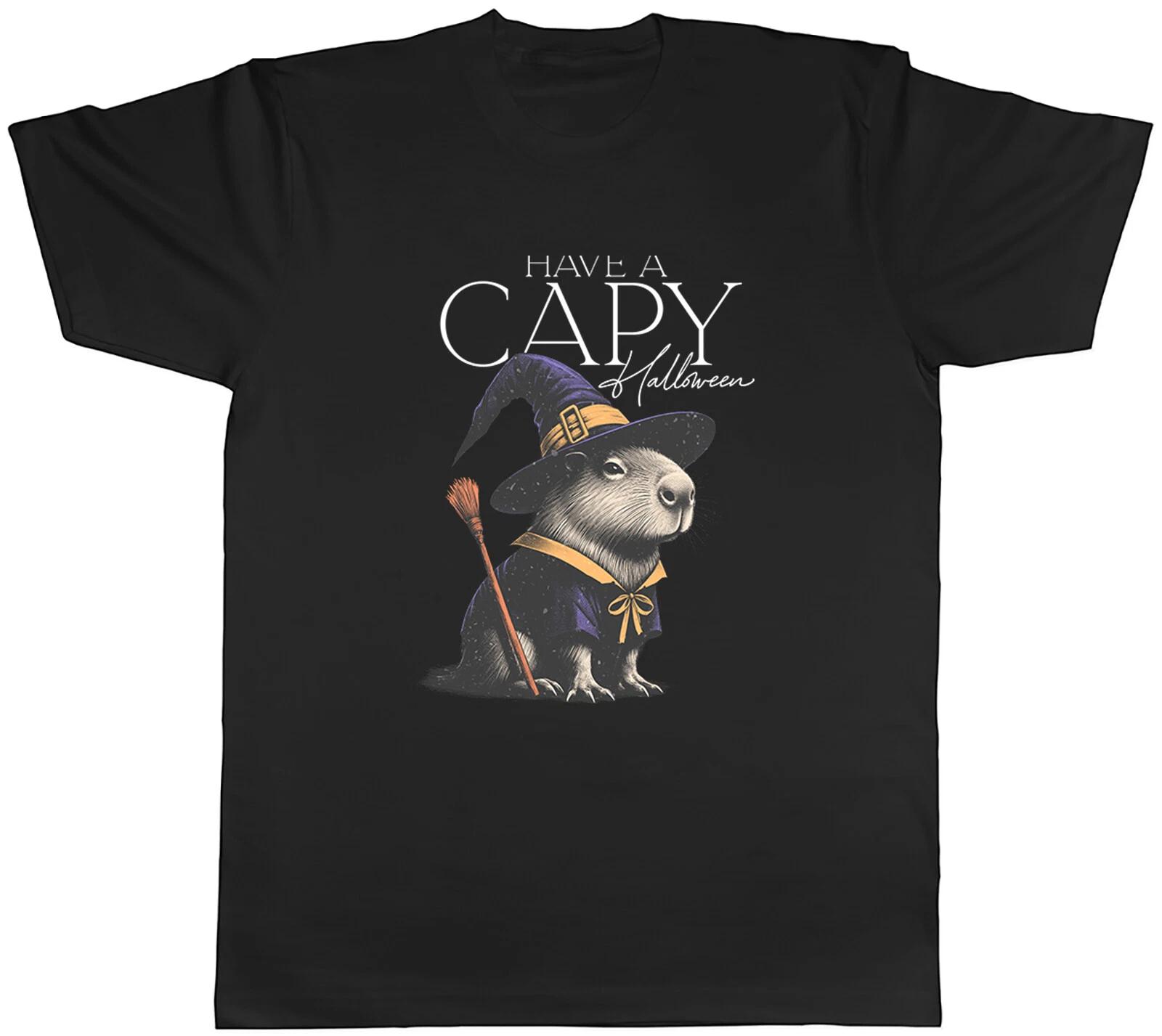 Capybara Witch Mens T-Shirt Halloween Hat Tee Gift XXXL