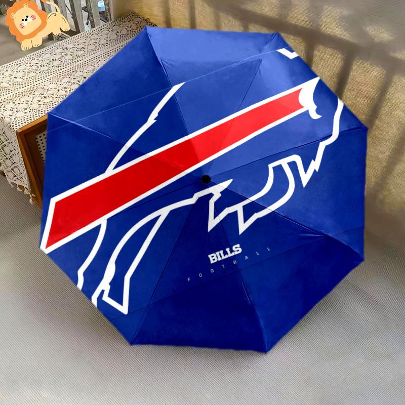 Buffalo Bills pattern, automatic folding umbrella, portable and foldable design, 8 ribs, a Christmas or birthday gift.