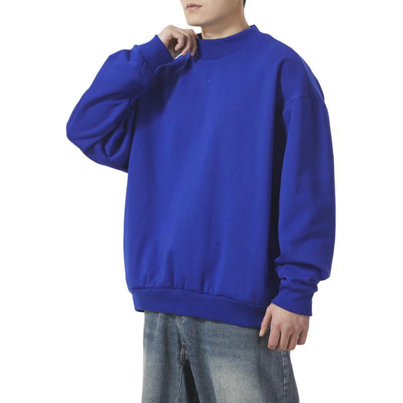 Adidas Logo Print Casual Crew Neck Sweatshirt Unisex Tops Blue IX1963