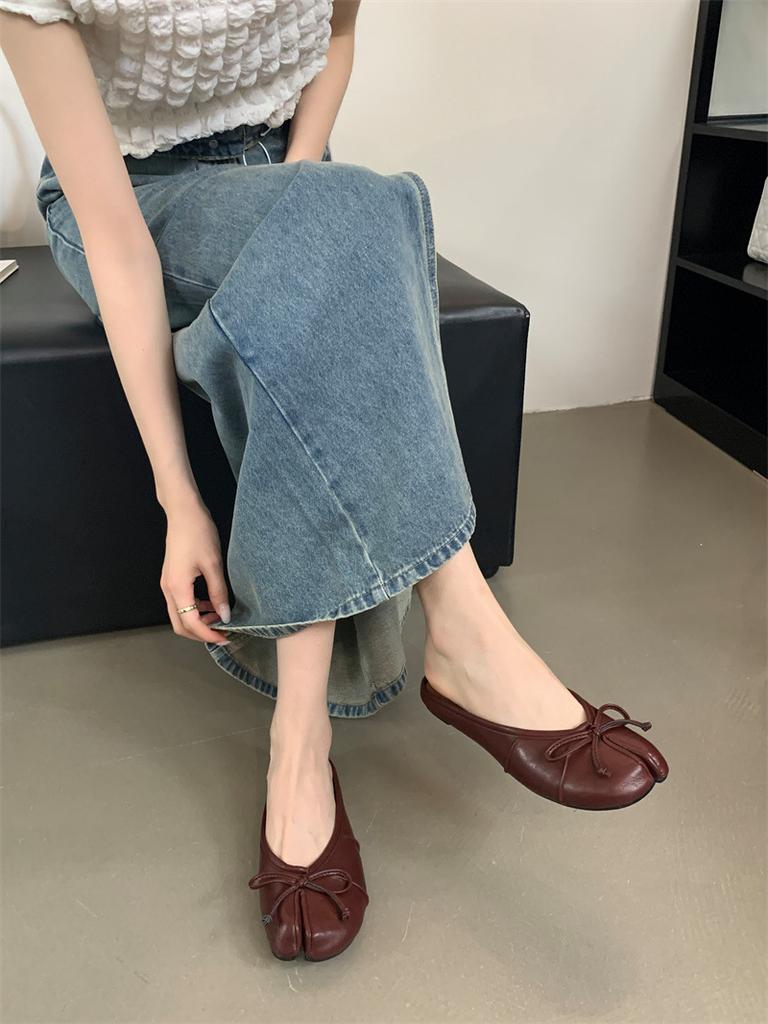 IPPEUM Tabis Flat Slippers Ballet Flats For Women 2025 New White Black Split Toe Mules Shoes