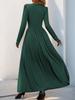 European & American Style Pleated Long Dress with Lace Slit for Spring