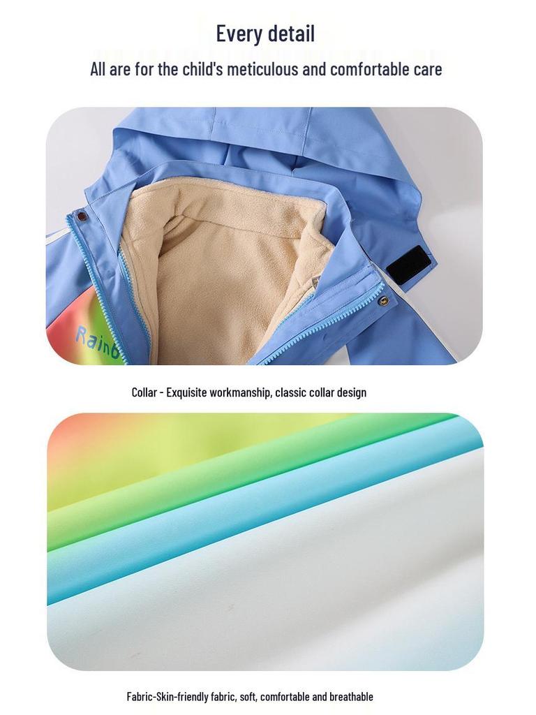 Rainbow Three-Piece Windbreaker Sports Suit for Kids - Autumn/Winter School & Kindergarten Uniform