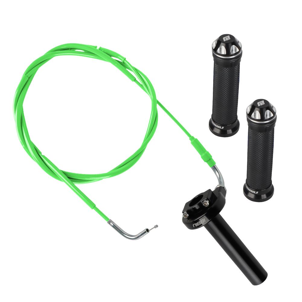 NIBBI Motorcycle Handle CNC Throttle Twist Grips Handguards 180cm Throttle Cable Accelerator Set for GY6 Engine Scooter DirtBike