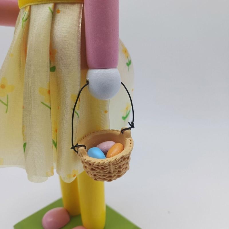 30.8cm Wooden Easters Bunnies Nutcrackers Figurine Ornament Rabbit Soldier Figure for Holiday Decoration Enthusiasts