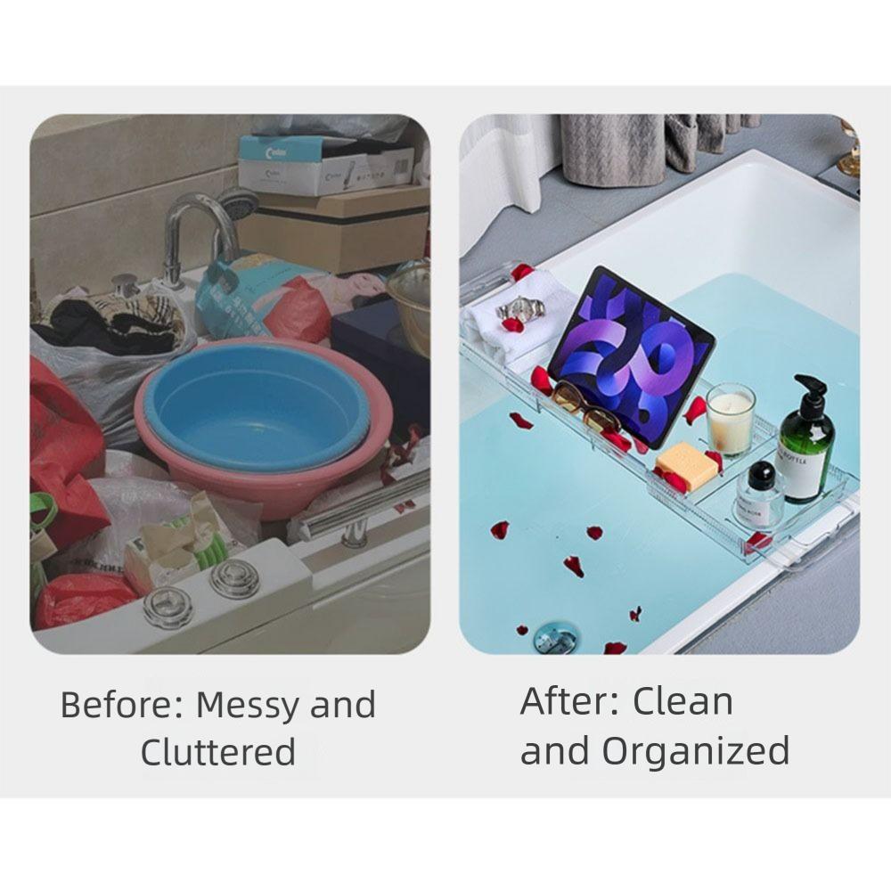 Adjustable Length Expandable Bathtub Tray Anti-Slip Transparent Bathtub Table  Gift Giving