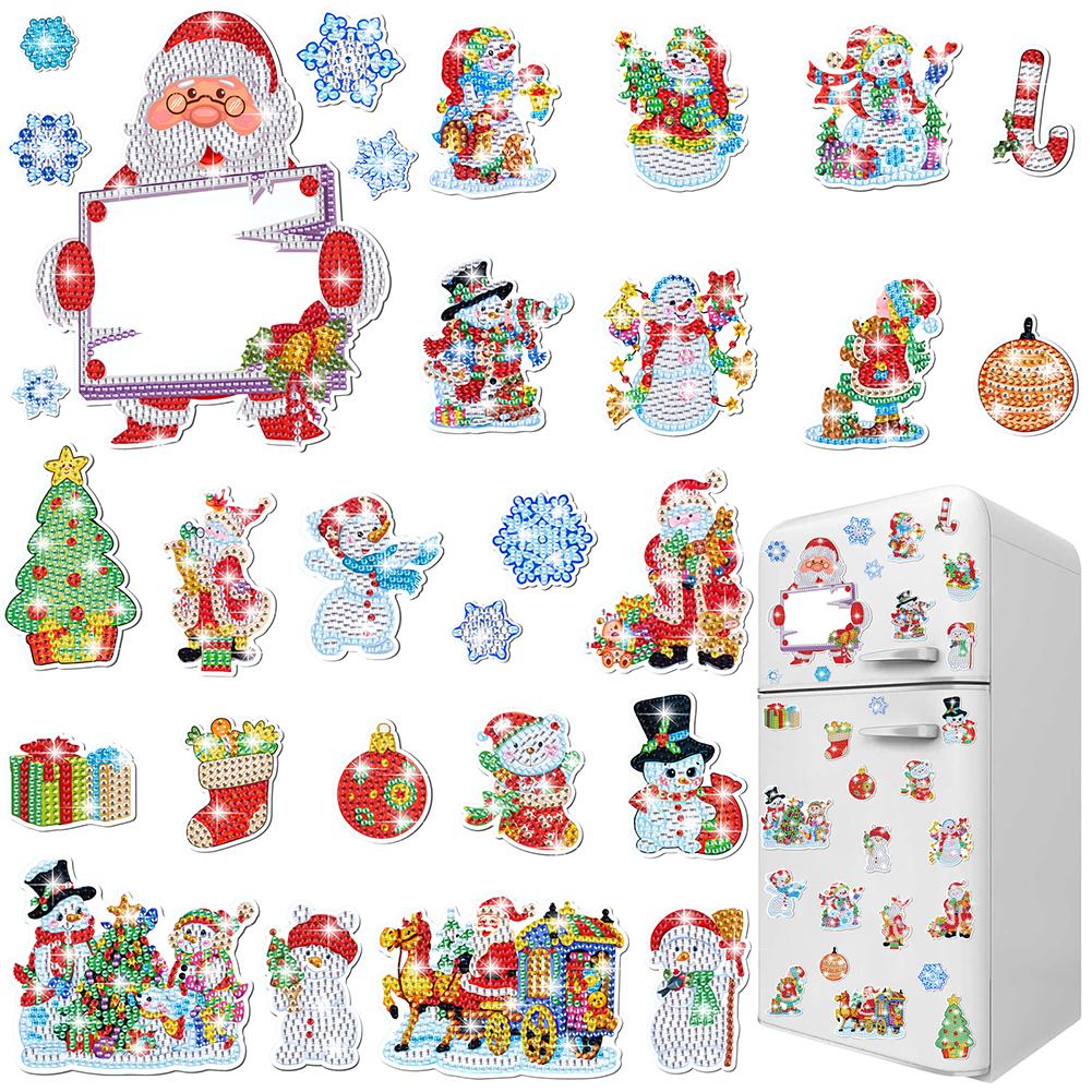 

4 листа рождественских наклеек на холодильник, магниты с алмазной живописью, наклейки на холодильник с алмазной живописью для взрослых и детей, начинающих