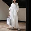 White Moonlight Small White Dress~ Romantic French Holiday Style Lace-up Long Dress Women's Loose Dress