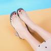 popular  Crystal Clear Transparent Heel Slippers Female Shoes Middle Heels Comfortable New Summer Women popular Mules Slides 42