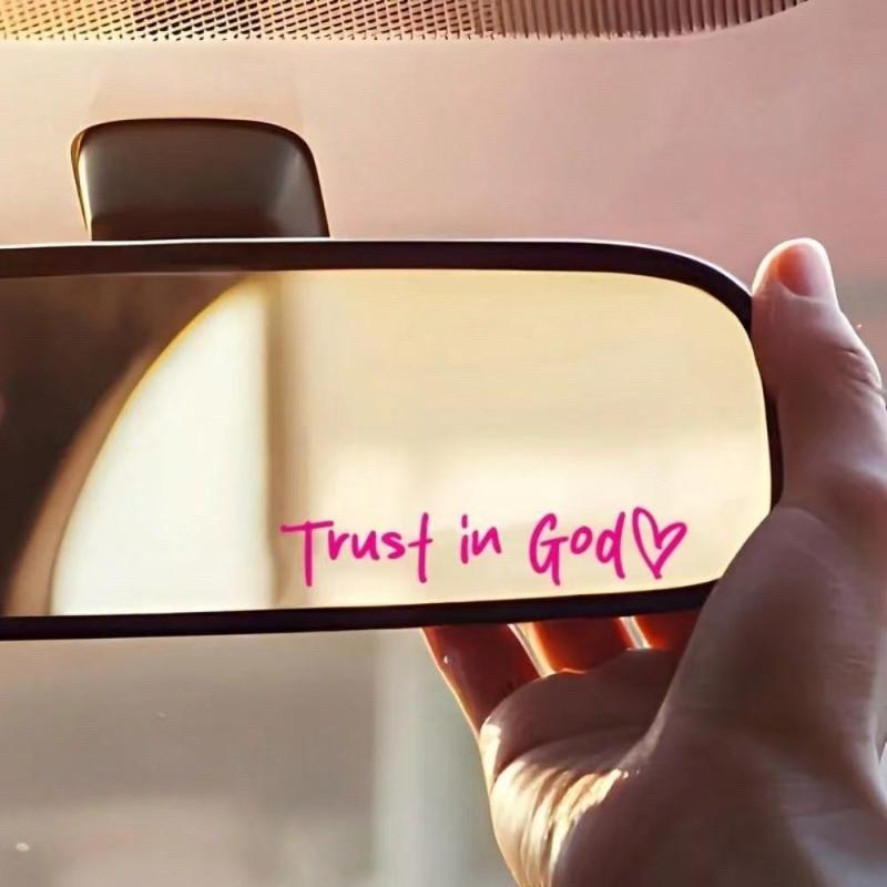 1/2Pcs God Letter Decals Trust In God Believe In God Rearview Mirror Stickers Decoration For Cars And Motorcycles Accessories