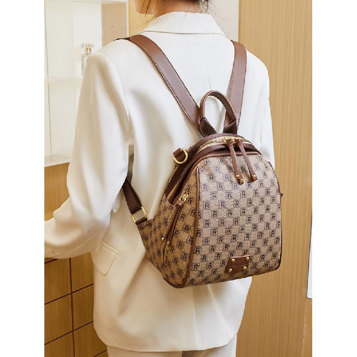 Light Luxury Vintage Pattern Women's Backpack 2026 New Fashion Versatile Commuting Travel Backpack Large Capacity Crossbody Bag